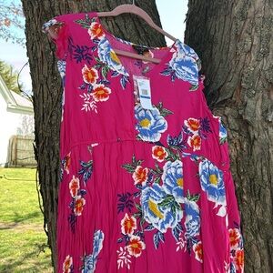 Jessica Simpson Comic florals cabaret Gabbie Pink Maxi Dress